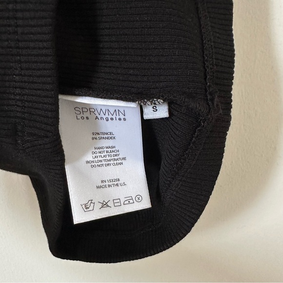 SPRWMN Black Rib Fitted Scooped Tank In Black Size Small - Picture 7 of 7